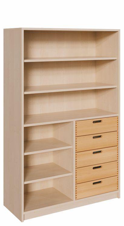 K Kombinationsschrank 160 x 102 cm, 5 Massivholzschübe re./li./Regal